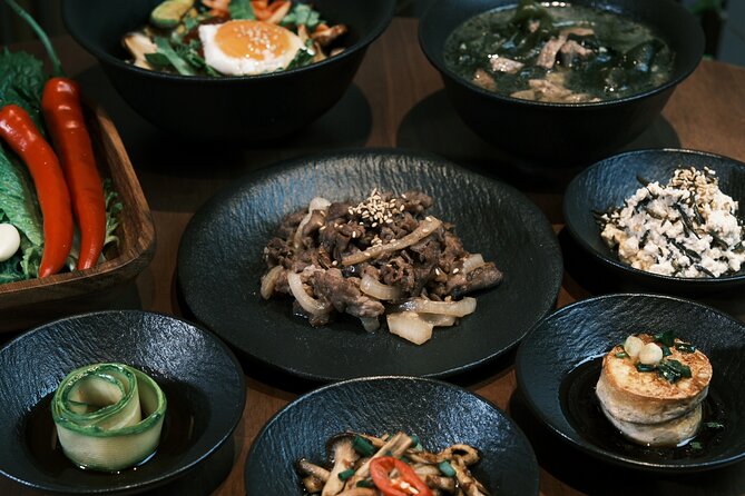 Korean Cooking Class Full Meal with BBQ on an All in One Table - A Hanok-inspired cooking studio right by Donggyo-ro